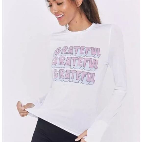 NEW Spiritual Gangster Grateful Active Long Sleeve Tee White Women's XS / Small - Picture 3 of 10